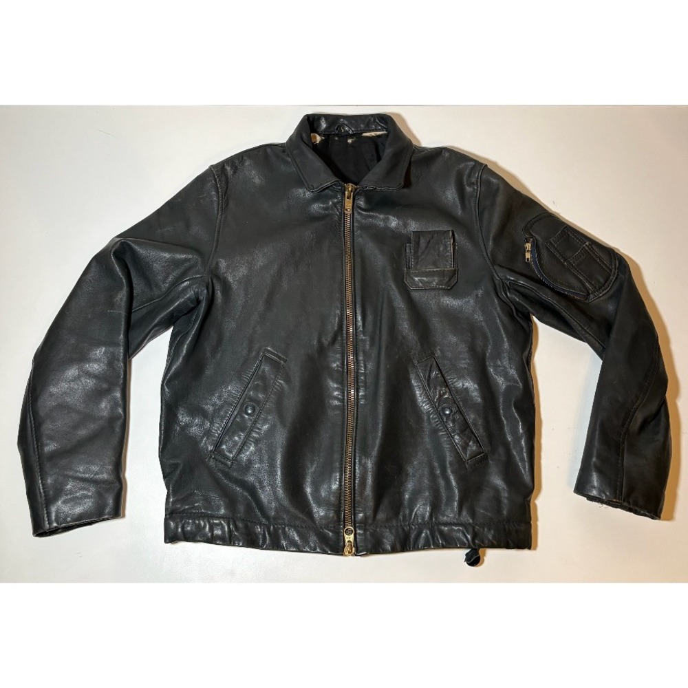 Vintage French Air Force Aviator Leather Jacket | Size 46 (L/XL)